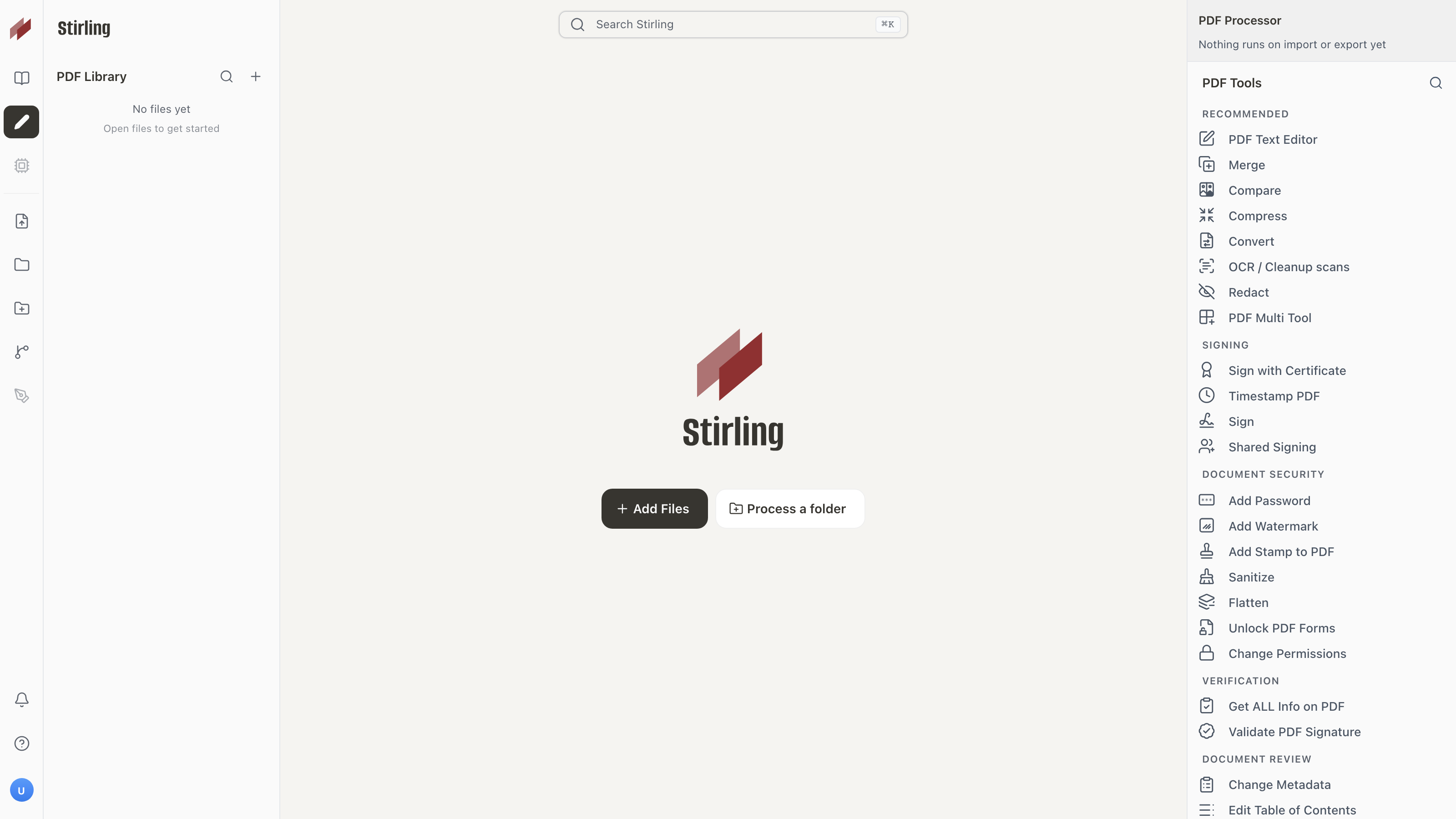 Stirling PDF - Dashboard