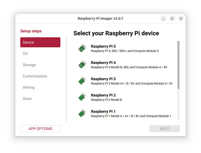 Raspberry Pi Imager screenshot