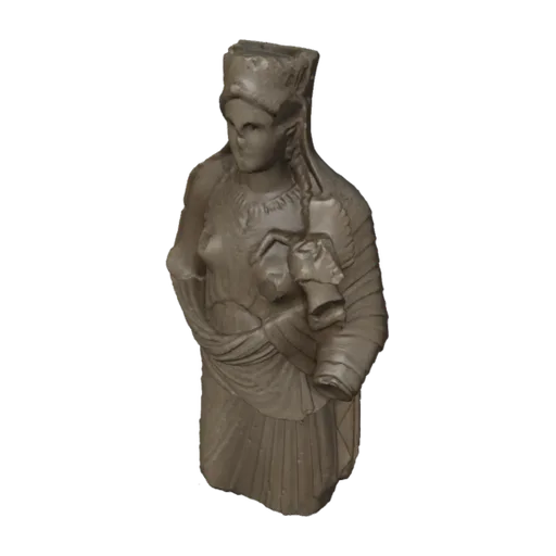 Limestone statue of Aphrodite holding winged Eros, a 3D model you can turn