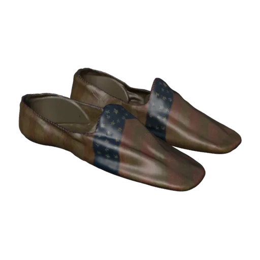 Pair of stars and stripes slippers attributed to Elizabeth Keckly, a 3D model you can turn