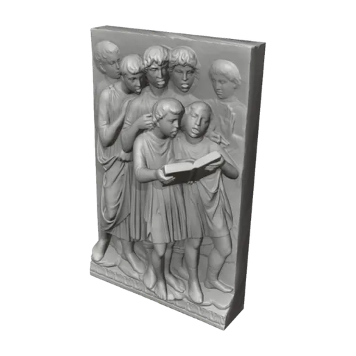 Boys singing from a choir book, a 3D model you can turn