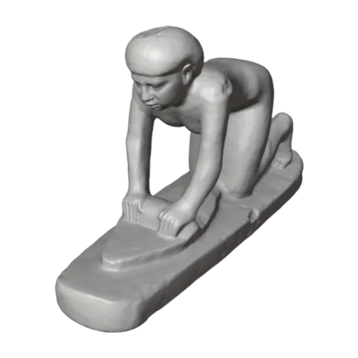 Kneeling woman grinding flour, a 3D model you can turn