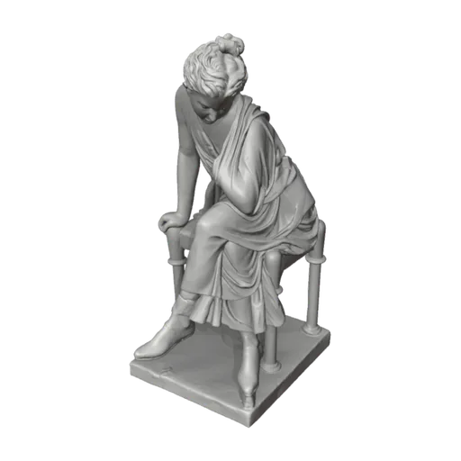 Girl seated on a chair, a 3D model you can turn