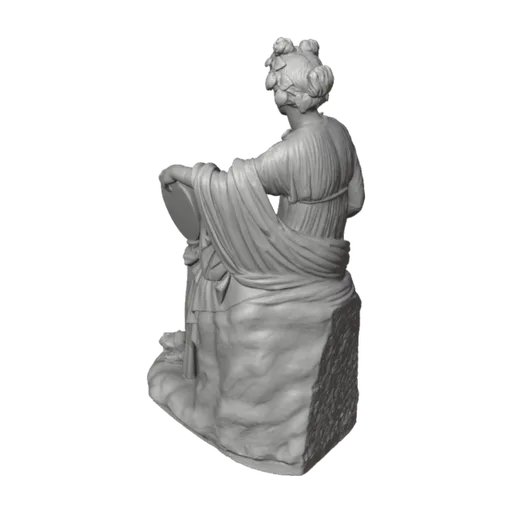 Seated Muse with theatre mask and tambourine, Thalia, a 3D model you can turn